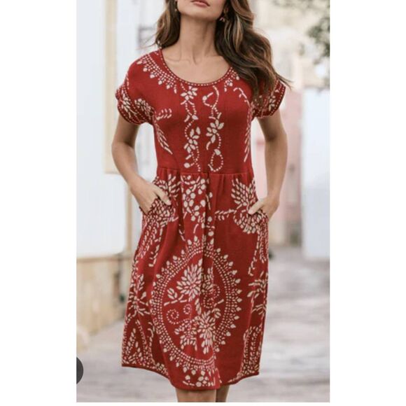 Peruvian Connection Antibes Dress in Madder sz XL - Picture 1 of 5